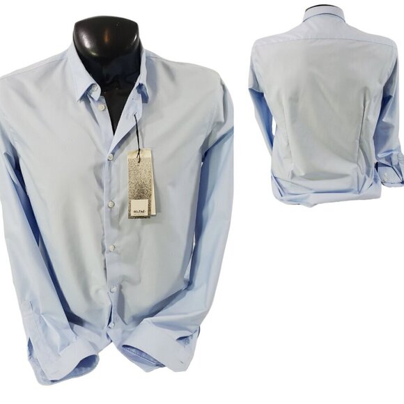 Routine Men’s Slim Fit Blue Button Front Long Sleeve Shirt – Size 2XL NWT - Picture 9 of 14
